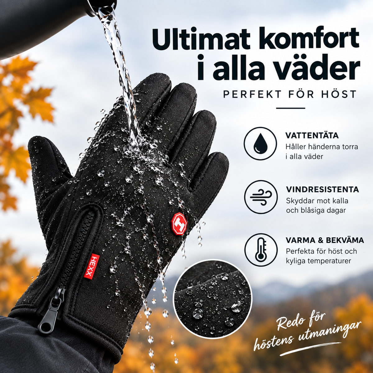 Vattentäta handskar med touchscreen funktion