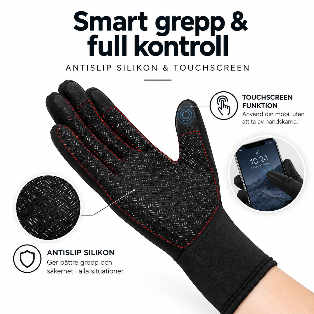 Vattentäta handskar med touchscreen funktion
