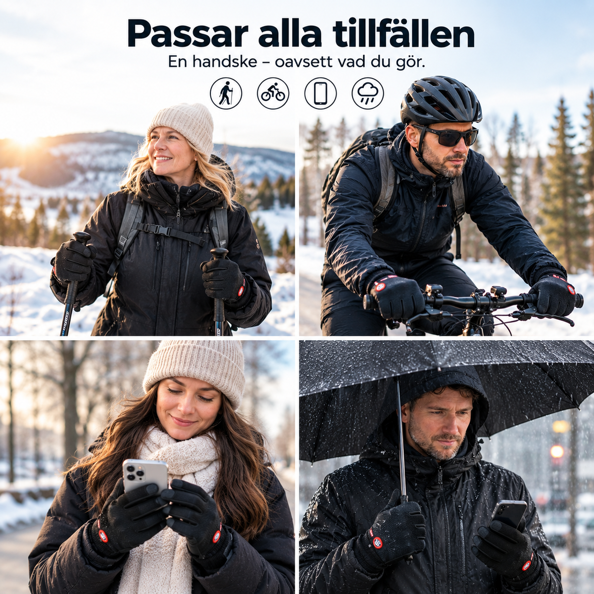 Vattentäta handskar med touchscreen funktion
