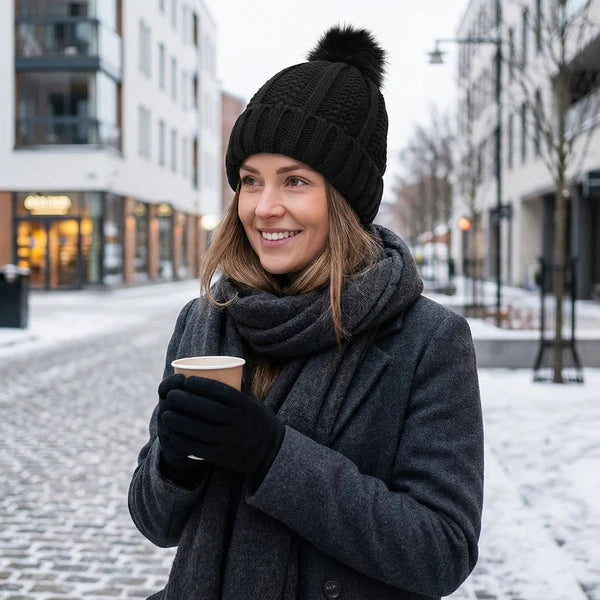 Satinfodrad Vintermössa med Tofs